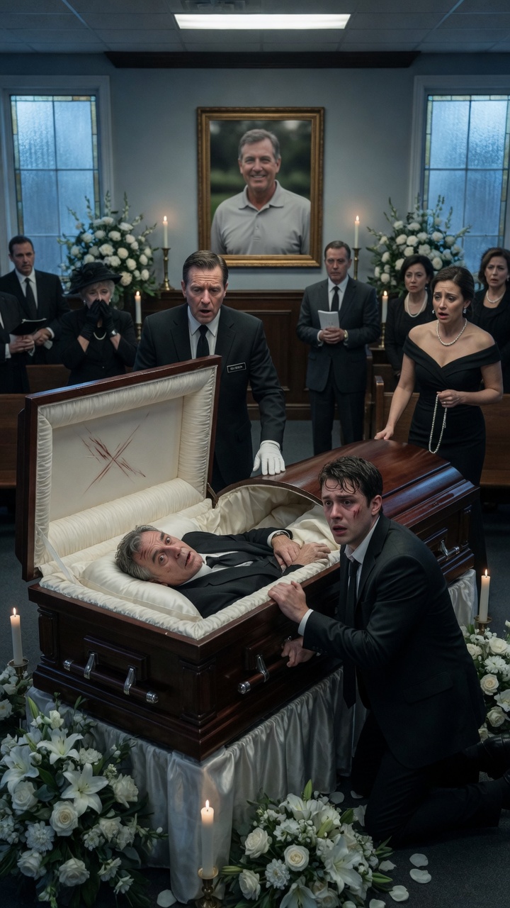 A Grieving Son Tried To Stop His Father’s Funeral… Then A Muffled Sound From The Coffin Exposed The Stepmother’s Secret