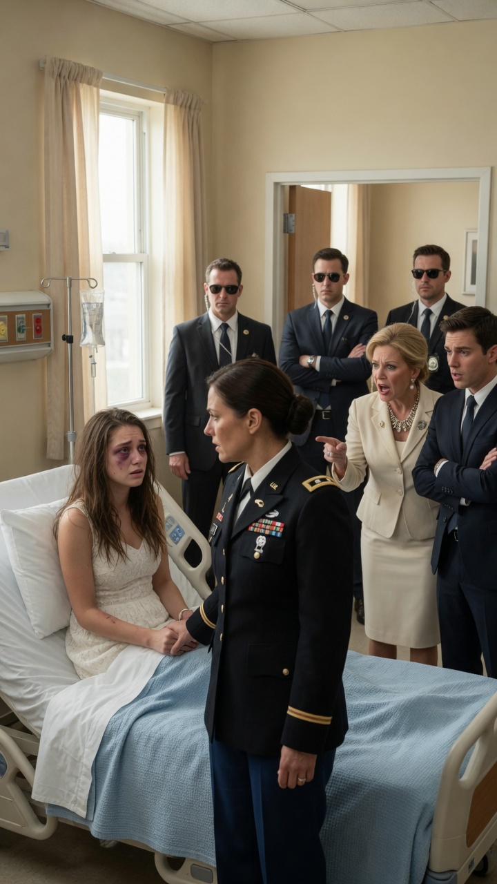 The Female Officer Protected The Injured Bride In The Hospital… But The Agents At The Door Exposed The Secret Her Family Tried To Bury