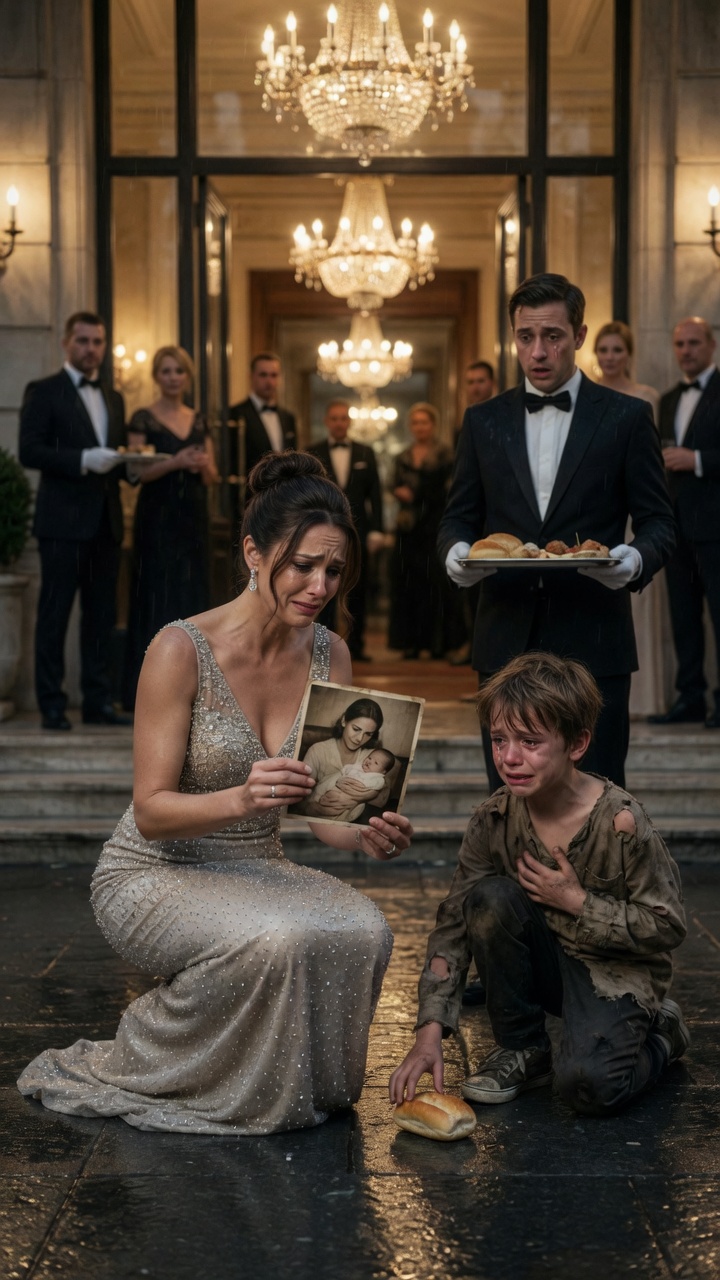 The Waiter Slapped Bread From The Hungry Boy’s Hand… But The Photo In His Pocket Made The Rich Woman Fall To Her Knees