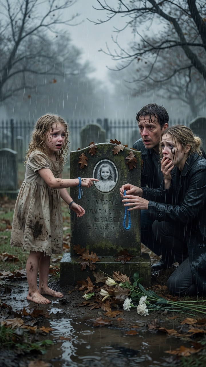 Grieving Parents Visited Their Daughter’s Grave In The Rain… Then A Little Girl Pointed At The Photo And Said, “That’s Me”