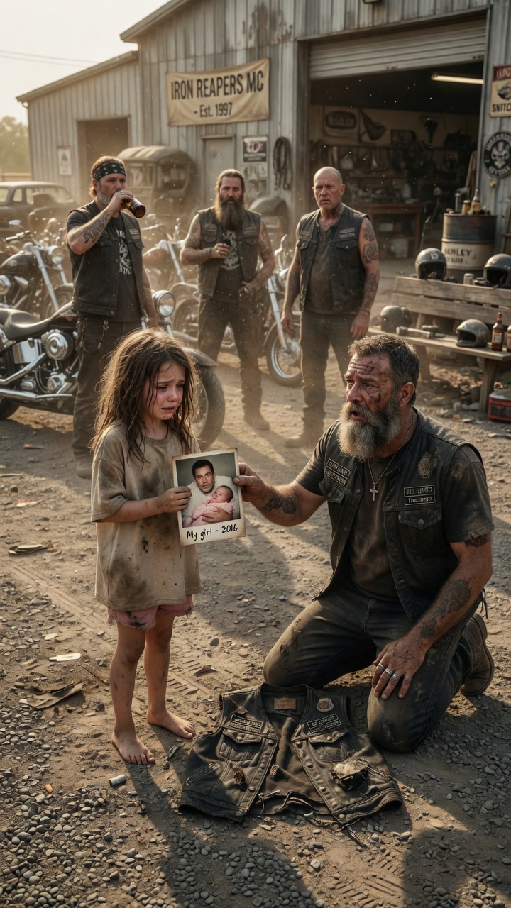 A Little Girl Fell In A Biker Yard… Then An Old Photo In The Leather Vest Made The Leader Tremble