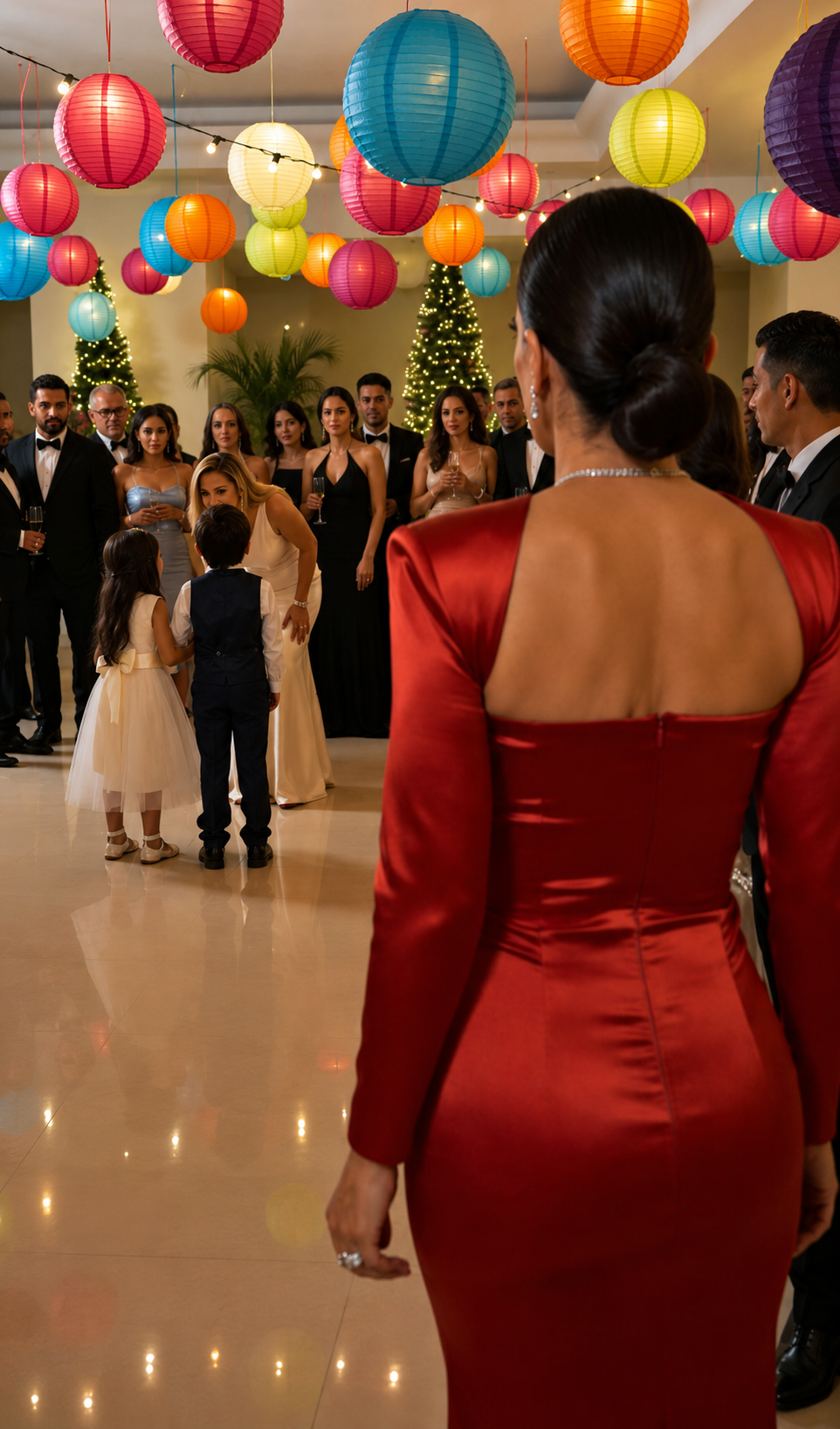 La mujer de rojo encontró a una rubia amenazando a sus hijos… y reveló que el niño que intentaban separar también era suyo