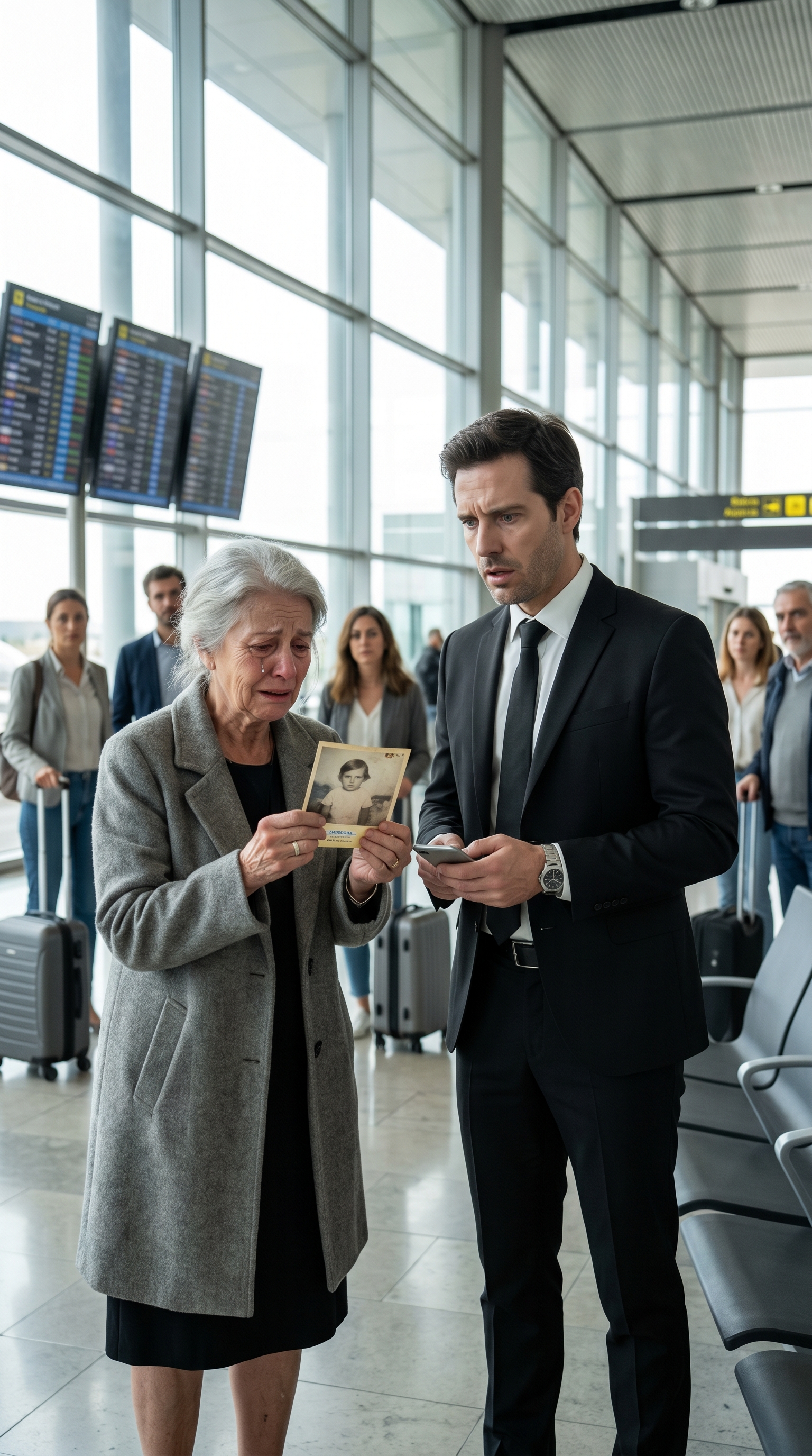 El Empresario Iba A Subir Al Avión… Pero Una Anciana Lo Detuvo Y Dijo: “Soy La Madre Que Te Dijeron Que Había Muerto”