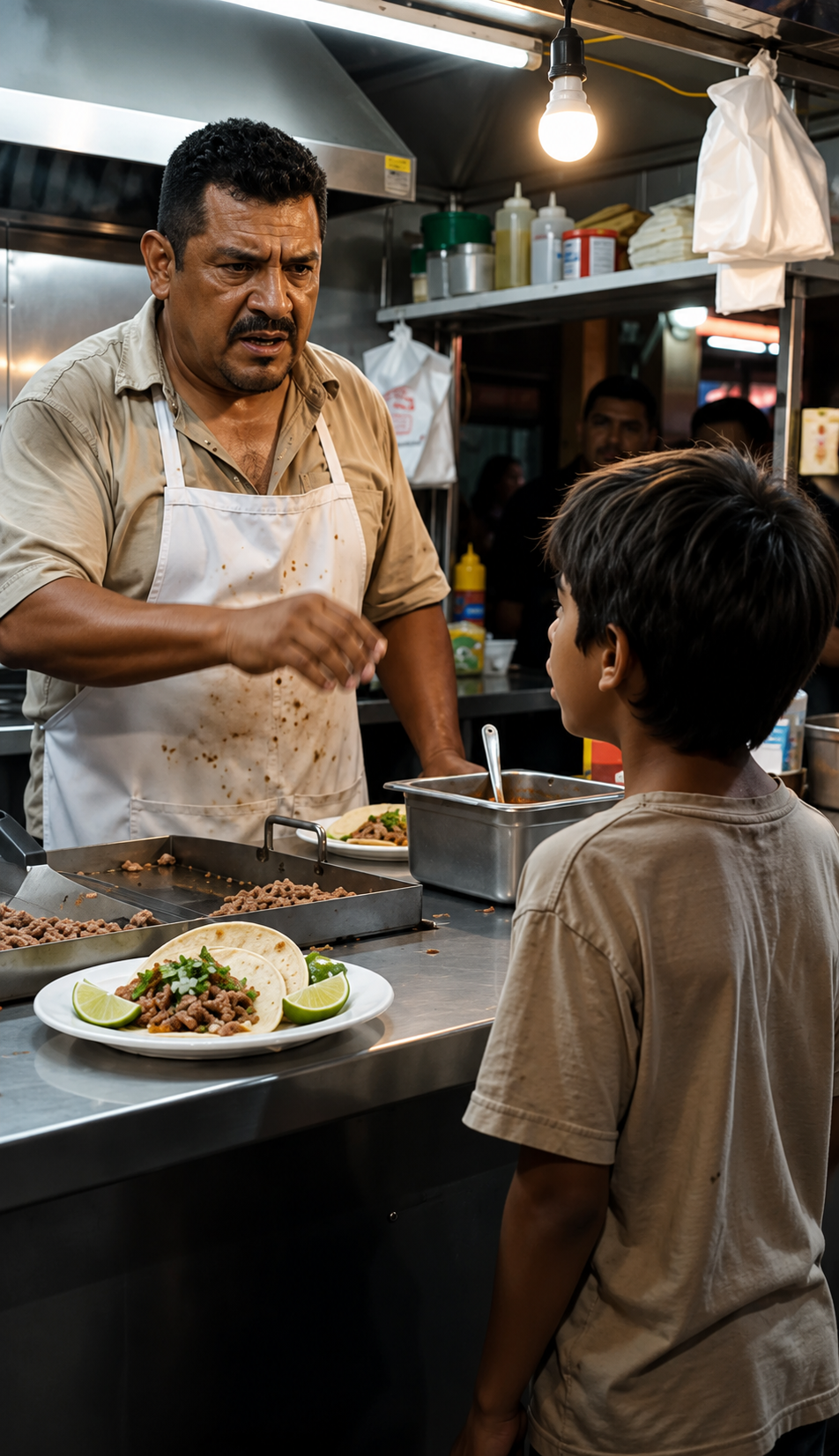 El Niño Hambriento Pidió Un Taco En La Calle… Pero Cuando El Millonario Vio Su Brazalete, Todo El Puesto Quedó En Silencio