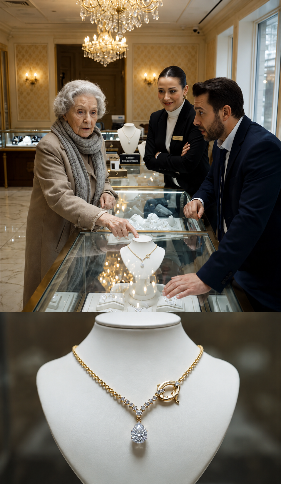 The Poor Old Woman Asked To See A Diamond Necklace… But The Name Hidden Inside Made The Manager Tremble