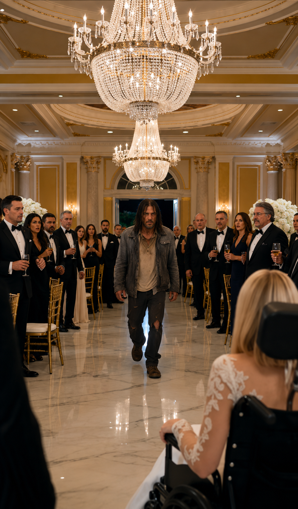 A Homeless Man Walked Into The Wheelchair Bride’s Wedding… Then He Held Up A Broken Car Key And Said, “He Was The One Driving”