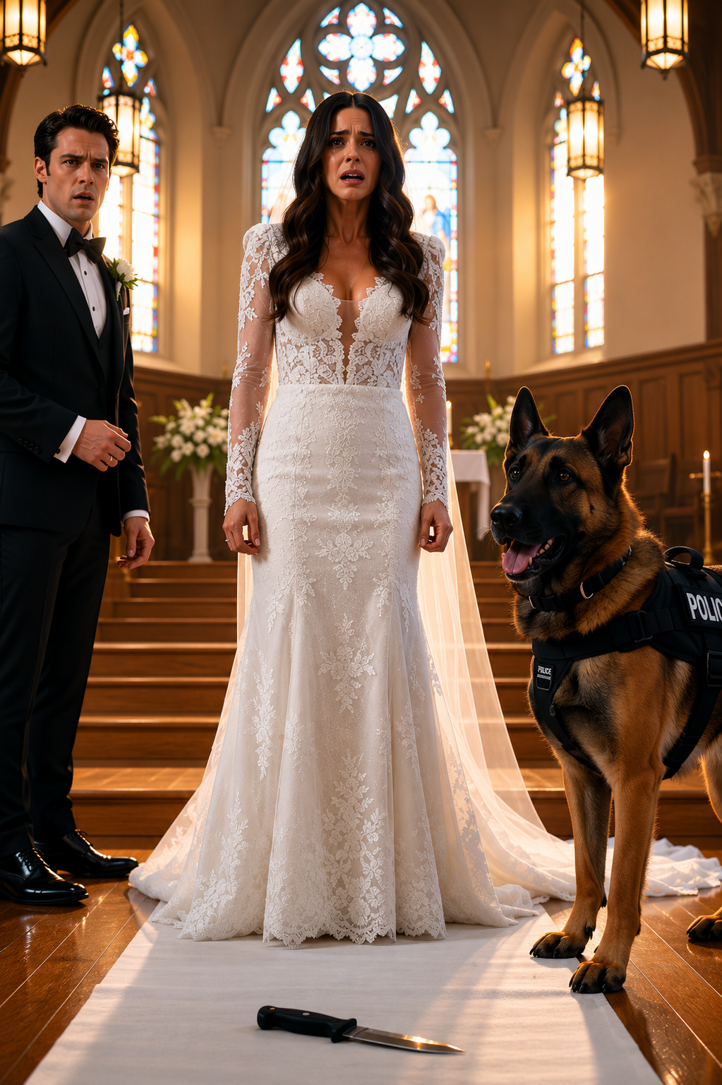 The Police Dog Interrupted The Bride At The Altar… Then A Hidden Knife Fell From Her Wedding Dress
