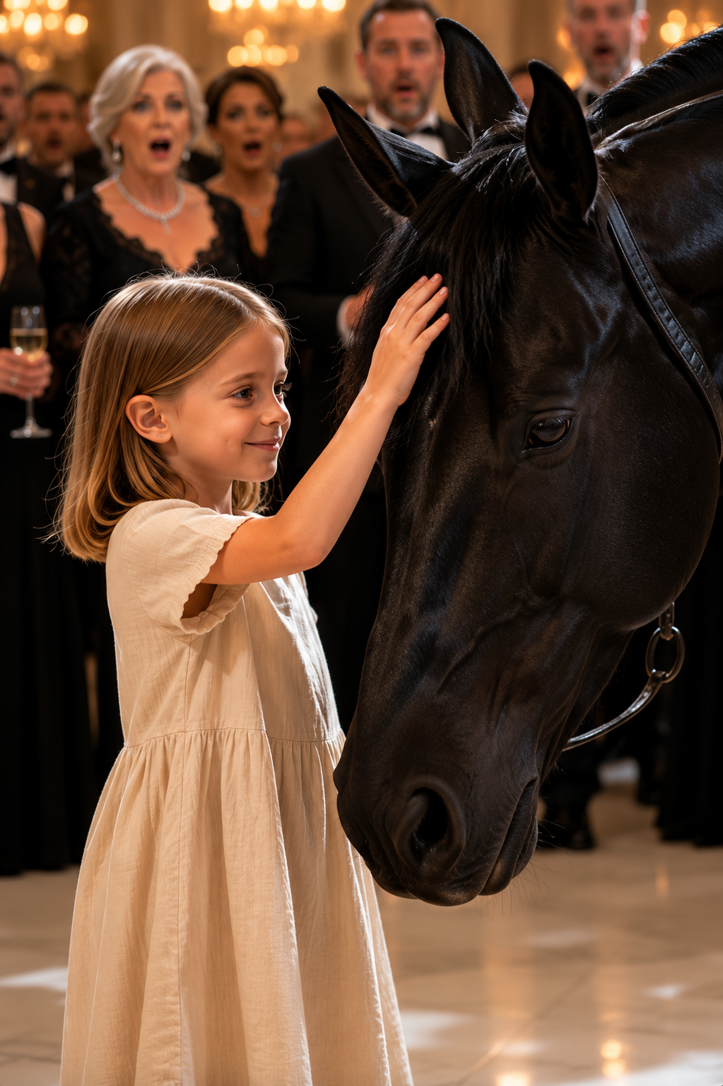 P1-The Poor Girl Stepped Toward The Royal Stallion… But When The Horse Bowed, The Entire Gala Froze
