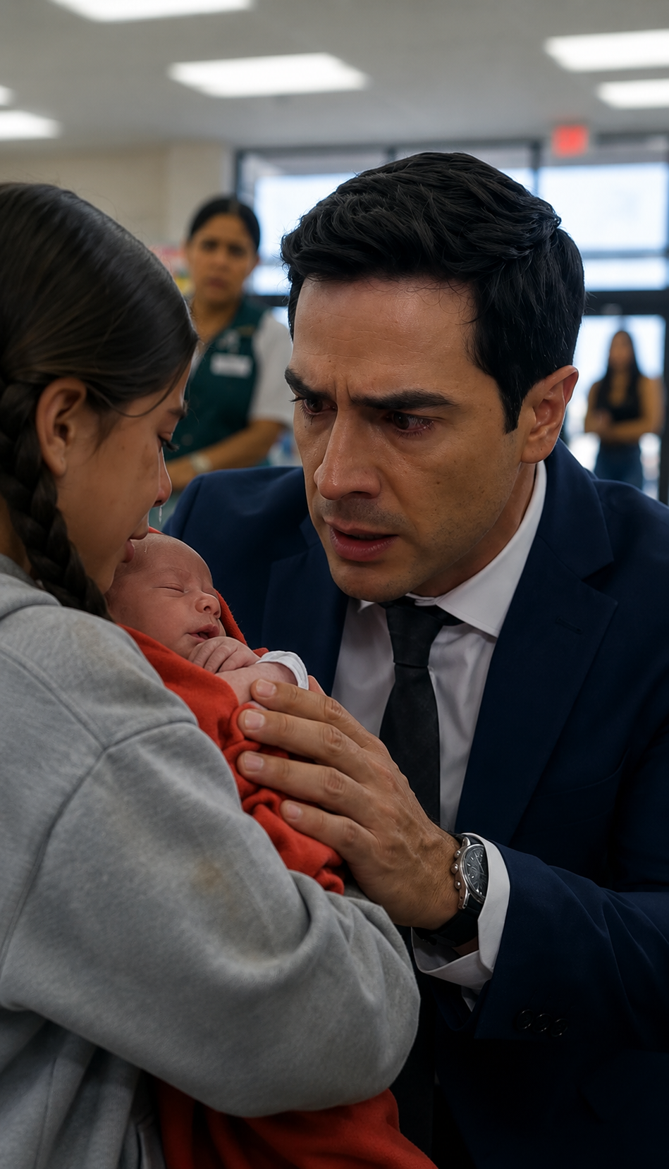 P1-A Menina Pediu Leite Para Um Bebé No Supermercado… Mas A Pulseira No Pulso Dele Fez O Milionário Cair De Joelhos