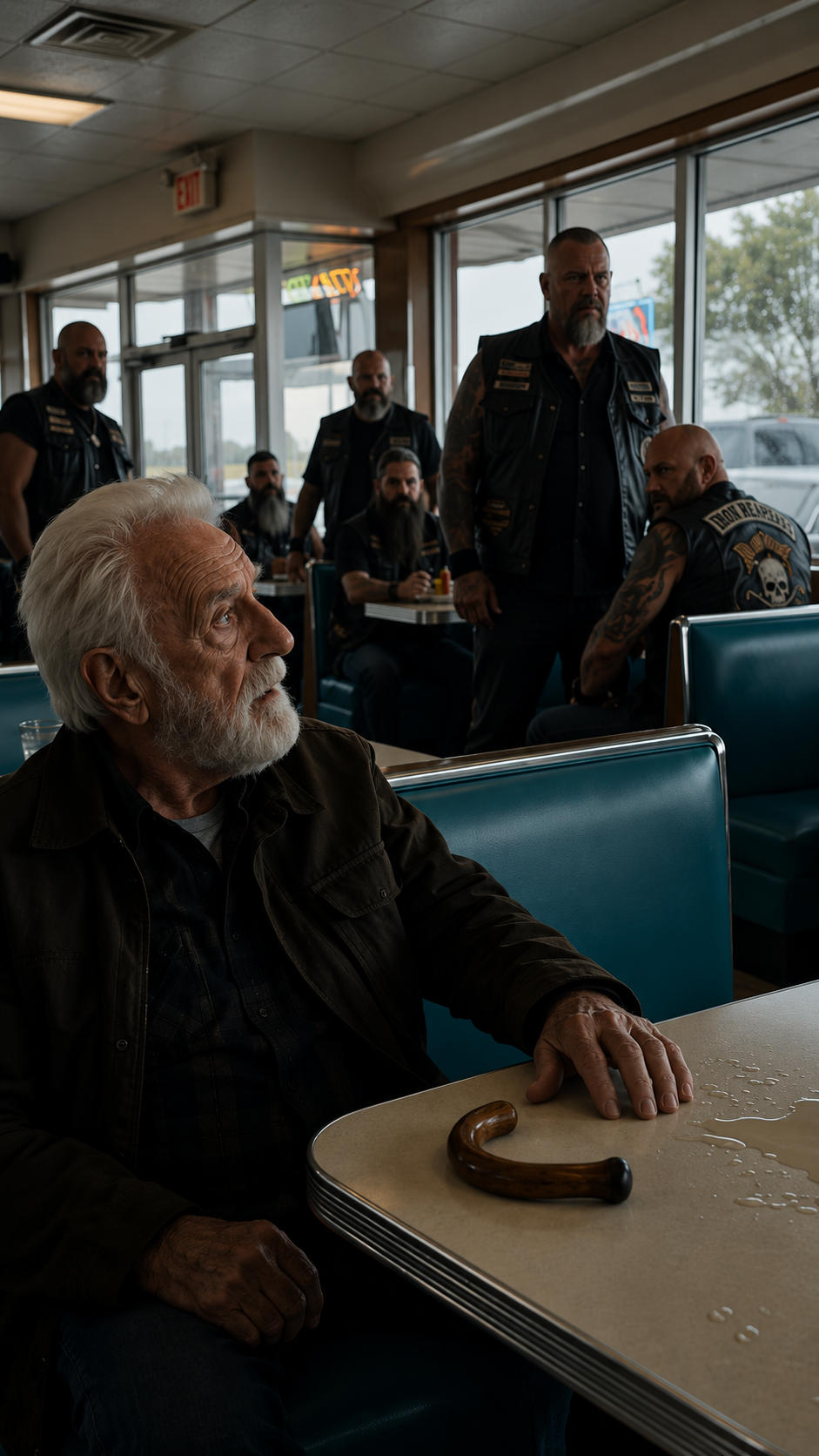 P1-The Bikers Mocked An Old Man In A Diner… But One Phone Call Made Them All Freeze