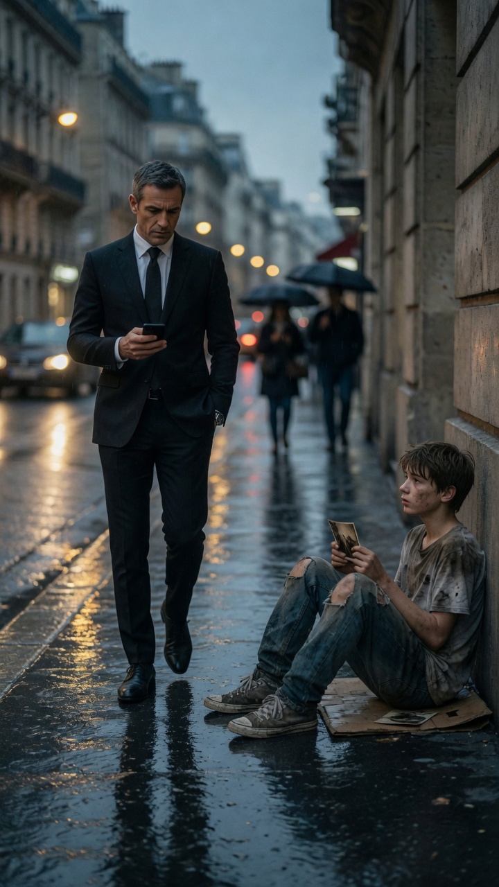 Le Milliardaire Ignora Un Garçon Sans Abri Sous La Pluie… Jusqu’À Ce Qu’Une Vieille Photo Révèle Le Fils Qu’Il Croyait Perdu Depuis Des Années
