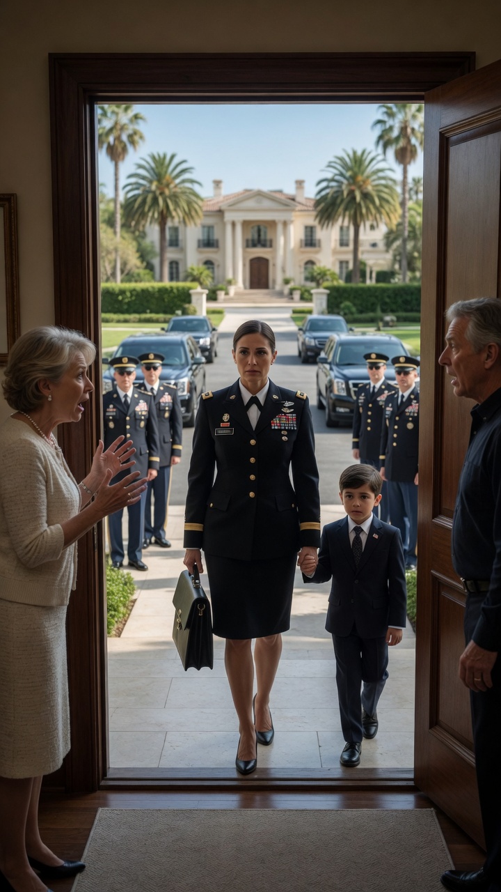 Part2-The Female Officer Arrived With A Little Boy And A Military Escort… But The Elderly Couple Froze When She Revealed His Last Name