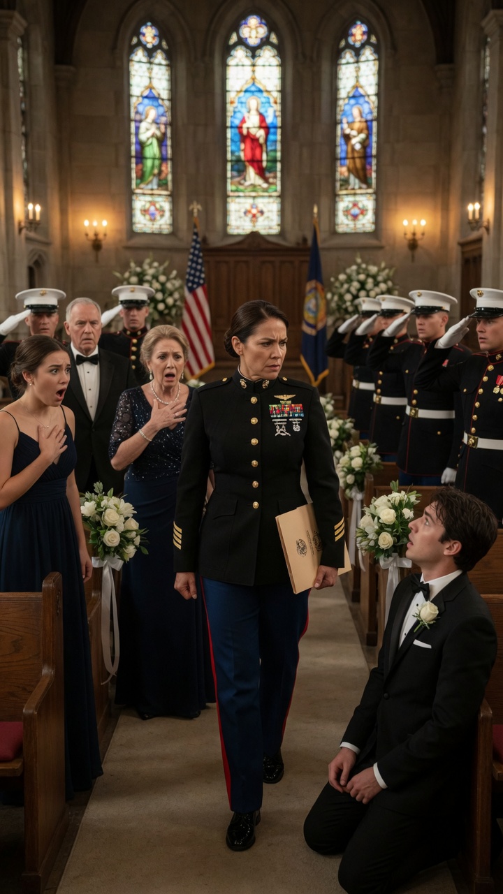 Full-The Female Officer Walked Into The Military Wedding… But The Groom Froze When The Marines Saluted Her