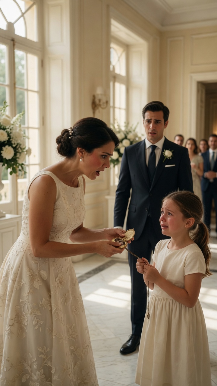 P7-La Mariée Arracha Le Médaillon De La Petite Fille… Mais La Photo Cachée Révéla Le Secret Que Son Fiancé Avait Enterré