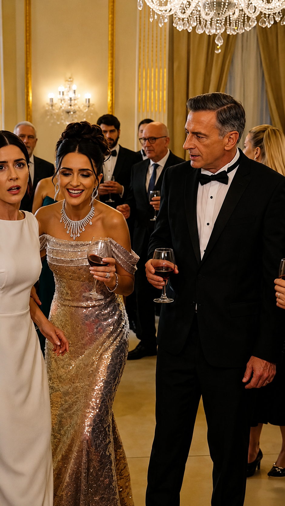 Parte2-La Mujer Derramó Vino Sobre Su Vestido Blanco En La Gala… Pero La Invitación Del Hombre Rico La Dejó Sin Palabras