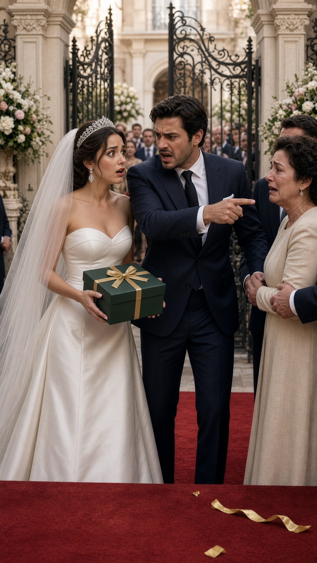 Full Story-AN OLD WOMAN INTERRUPTED THE WEDDING TO GIVE THE BRIDE A GREEN BOX—BUT WHEN A GOLD BRACELET FELL OUT, THE GROOM SHOUTED, “DON’T OPEN IT!”