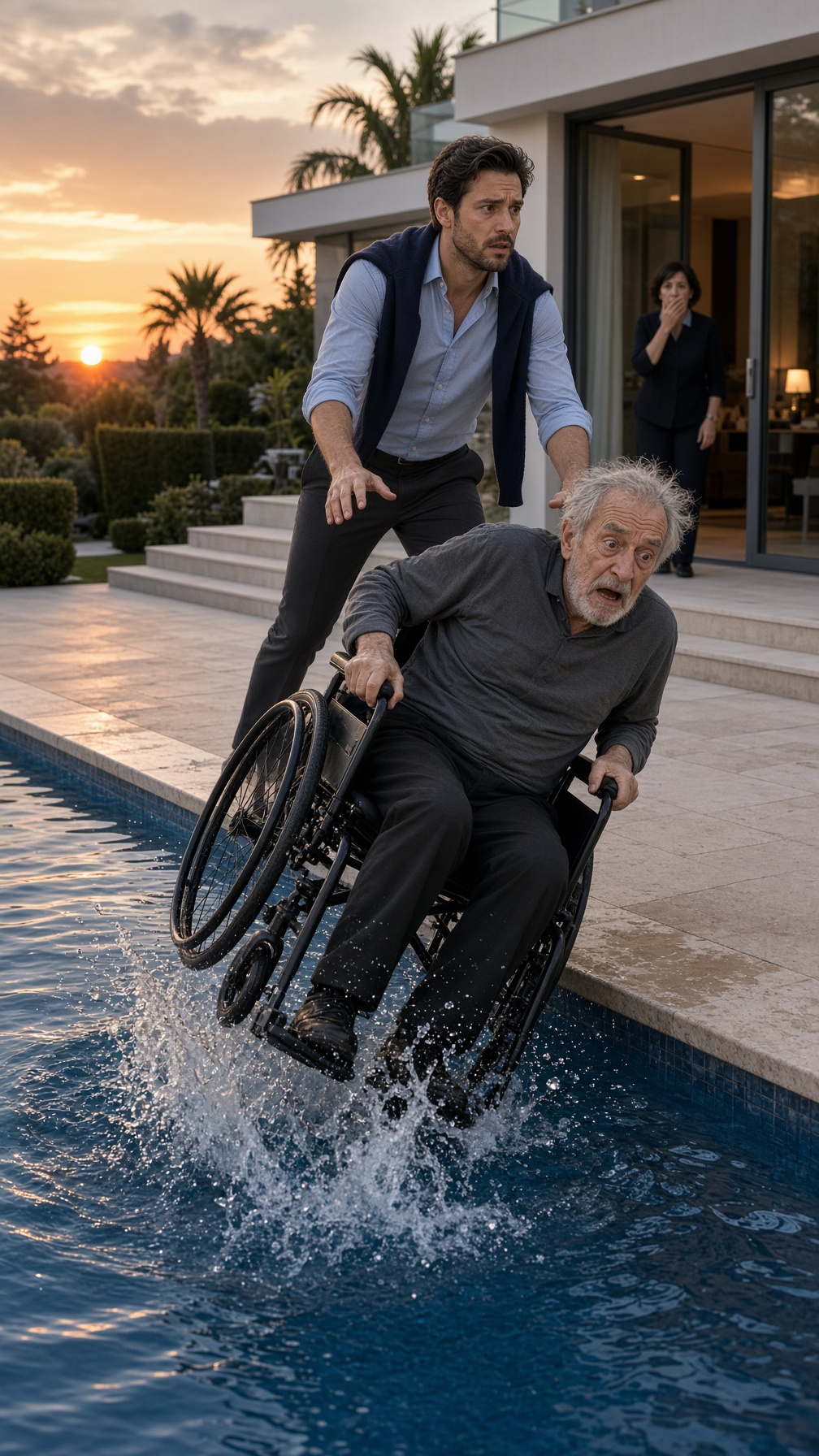 Full Story-HIS SON PUSHED HIS WHEELCHAIR INTO THE POOL TO INHERIT $400 MILLION—BUT AS HE WALKED AWAY, A RED LIGHT BEGAN FLASHING UNDERWATER