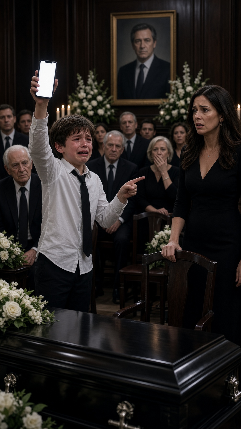 Full Story-A BOY INTERRUPTED HIS FATHER’S FUNERAL AND SHOUTED, “HE’S ALIVE!”—THEN HIS STEPMOTHER TURNED WHITE WHEN HE SHOWED EVERYONE WHERE THE SIGNAL WAS COMING FROM