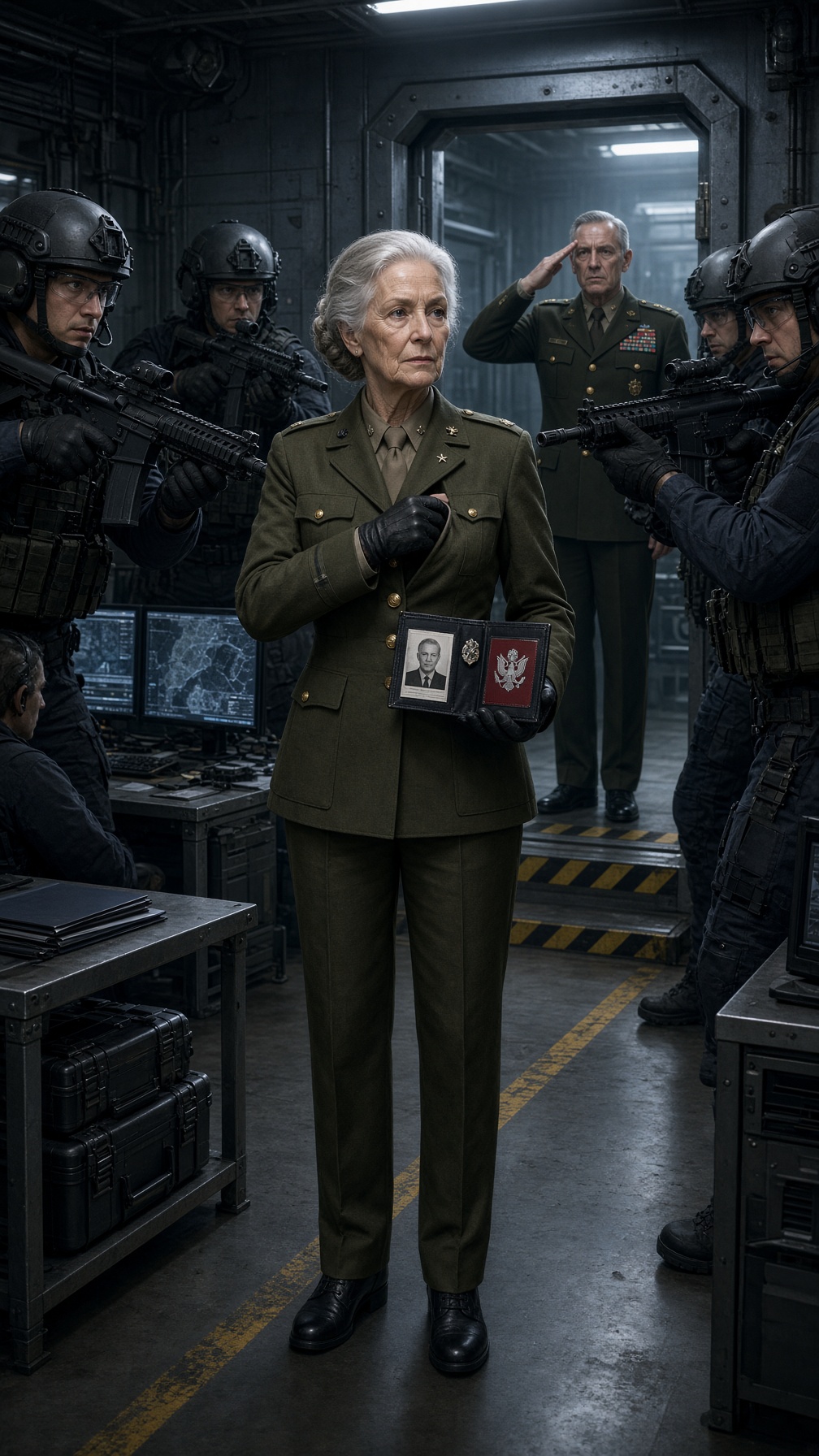 Full Story-A 74-YEAR-OLD WOMAN WALKED INTO A RESTRICTED MILITARY FACILITY—AND SOLDIERS AIMED THEIR RIFLES AT HER… UNTIL THE CAPTAIN SAW HER CREDENTIALS AND WHISPERED, “GENERAL NAVARRO?”