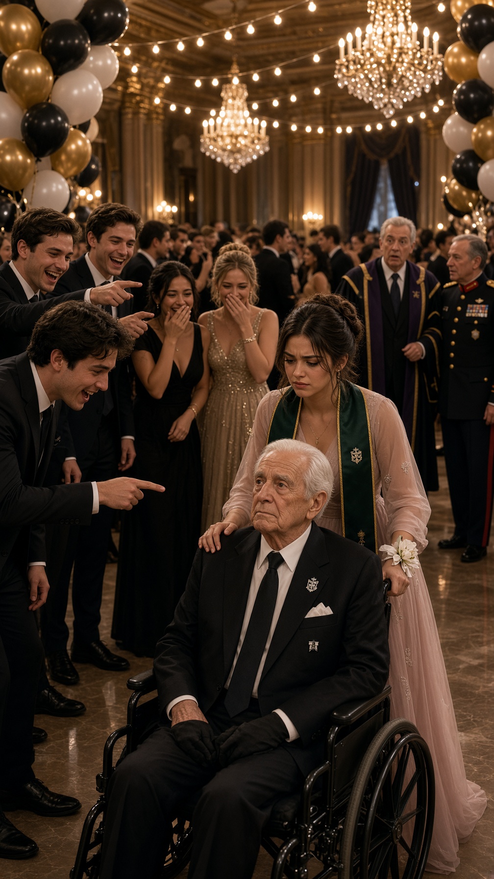 FUI A MI GRADUACIÓN CON MI ABUELO EN SILLA DE RUEDAS Y MIS COMPAÑEROS EMPEZARON A BURLARSE… PERO CUANDO EL RECTOR BAJÓ DEL ESCENARIO Y DIJO “PROFESOR MARTÍN”, NADIE VOLVIÓ A REÍRSE