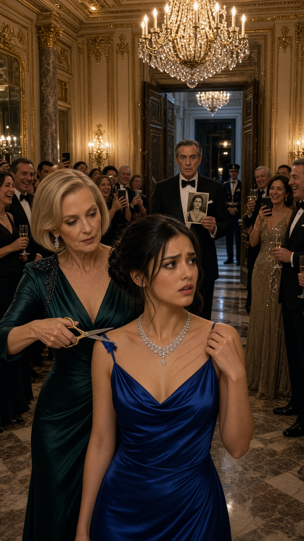 Full Story-THE MILLIONAIRE CUT THE STRAP OF LUCY’S DRESS TO HUMILIATE HER AT THE GALA—BUT WHEN THE HOST SAW THE FOUR MARKS ON HER NECK, HE PULLED OUT AN OLD PHOTO AND ASKED, “WHO WAS YOUR MOTHER?”