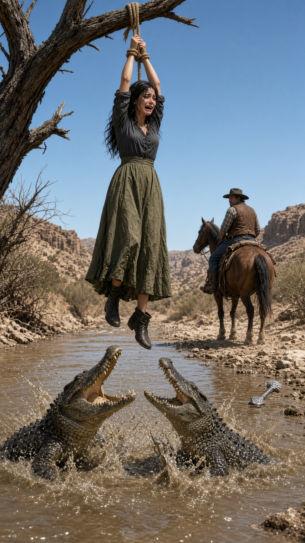 Full Story-HE LEFT HER HANGING OVER A RIVER FILLED WITH ALLIGATORS AND RODE AWAY—BUT WHEN SHE SCREAMED “MATEO NAVARRO,” HE PULLED THE REINS AND TURNED PALE