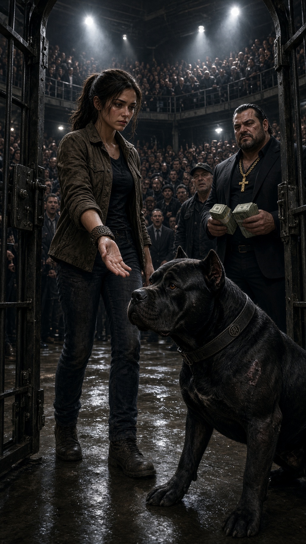 Full Story-THEY OFFERED HER $30 MILLION TO ENTER A CAGE WITH THE MOST FEARED DOG IN TEXAS—EVERYONE EXPECTED HER TO BEG FOR MERCY, UNTIL SHE WHISPERED “ROCCO” AND THE ANIMAL RESTED HIS HEAD AGAINST HER CHEST