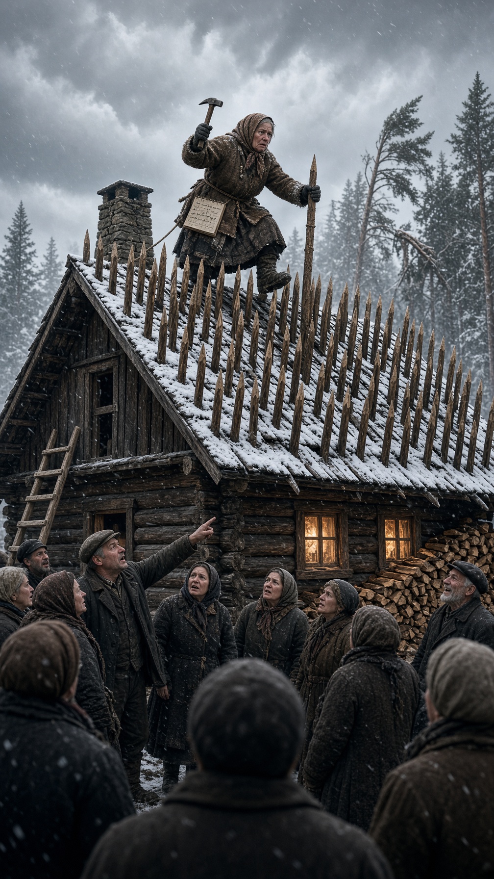 Full Story-EVERYONE MOCKED THE 77-YEAR-OLD WOMAN FOR COVERING HER ROOF WITH SHARP WOODEN STAKES—UNTIL THE FIRST MAJOR SNOWSTORM ARRIVED AND A RESCUE WORKER WHISPERED, “THESE AREN’T REALLY FOR THE ROOF.”
