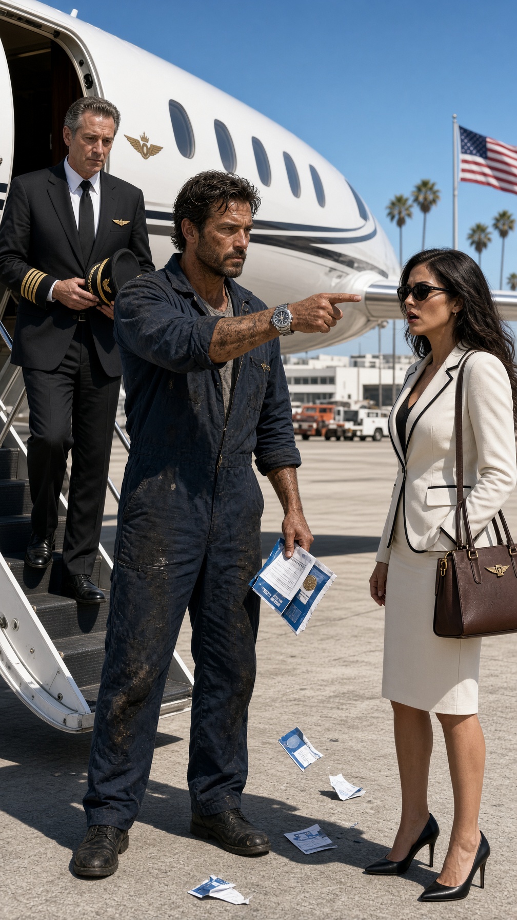 Full Story-A GREASE-COVERED MECHANIC BLOCKED A MILLIONAIRE FROM BOARDING HER PRIVATE JET—THE PILOT SAID, “IT’S CLEARED,” SO HE HELD UP THE ORIGINAL REPORT AND ASKED, “THEN WHY WAS MY WARNING DELETED?”