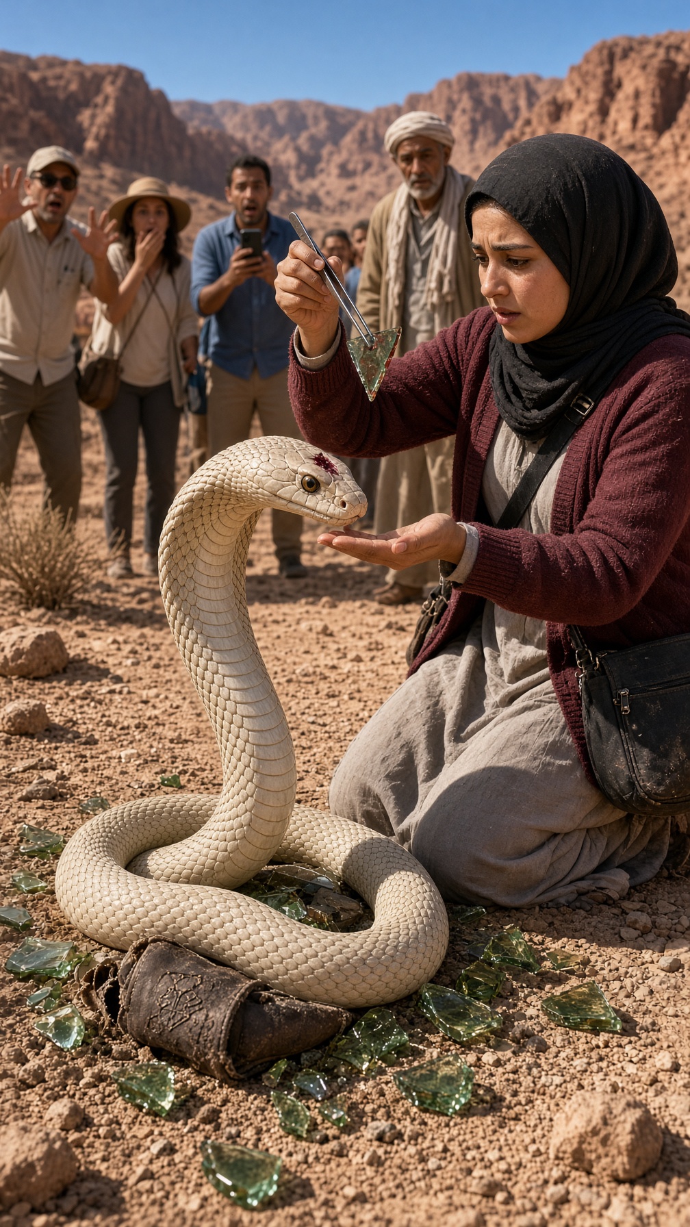 Full Story-A YOUNG WOMAN PULLED A SHARD OF GLASS FROM A GIANT COBRA’S HEAD—EVERYONE EXPECTED IT TO BITE HER, BUT WHAT IT DID NEXT MADE THE GUIDE WHISPER, “THAT SNAKE SHOULD NOT BE HERE.”