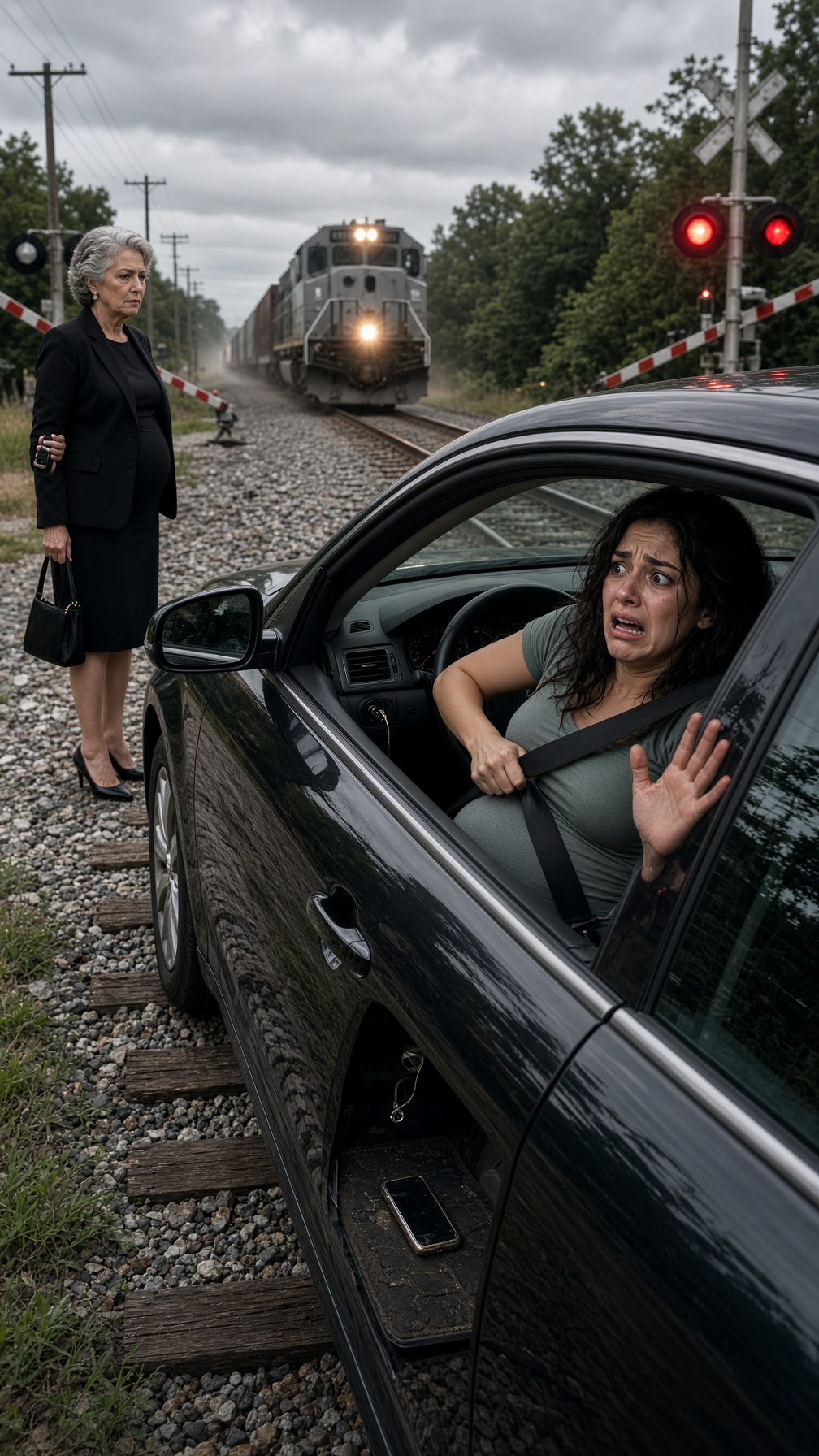 Full Story-A MOTHER-IN-LAW LEFT HER PREGNANT DAUGHTER-IN-LAW TRAPPED ON THE TRACKS—THEN HER SON ARRIVED SCREAMING, “I KNOW WHAT YOU DID!”