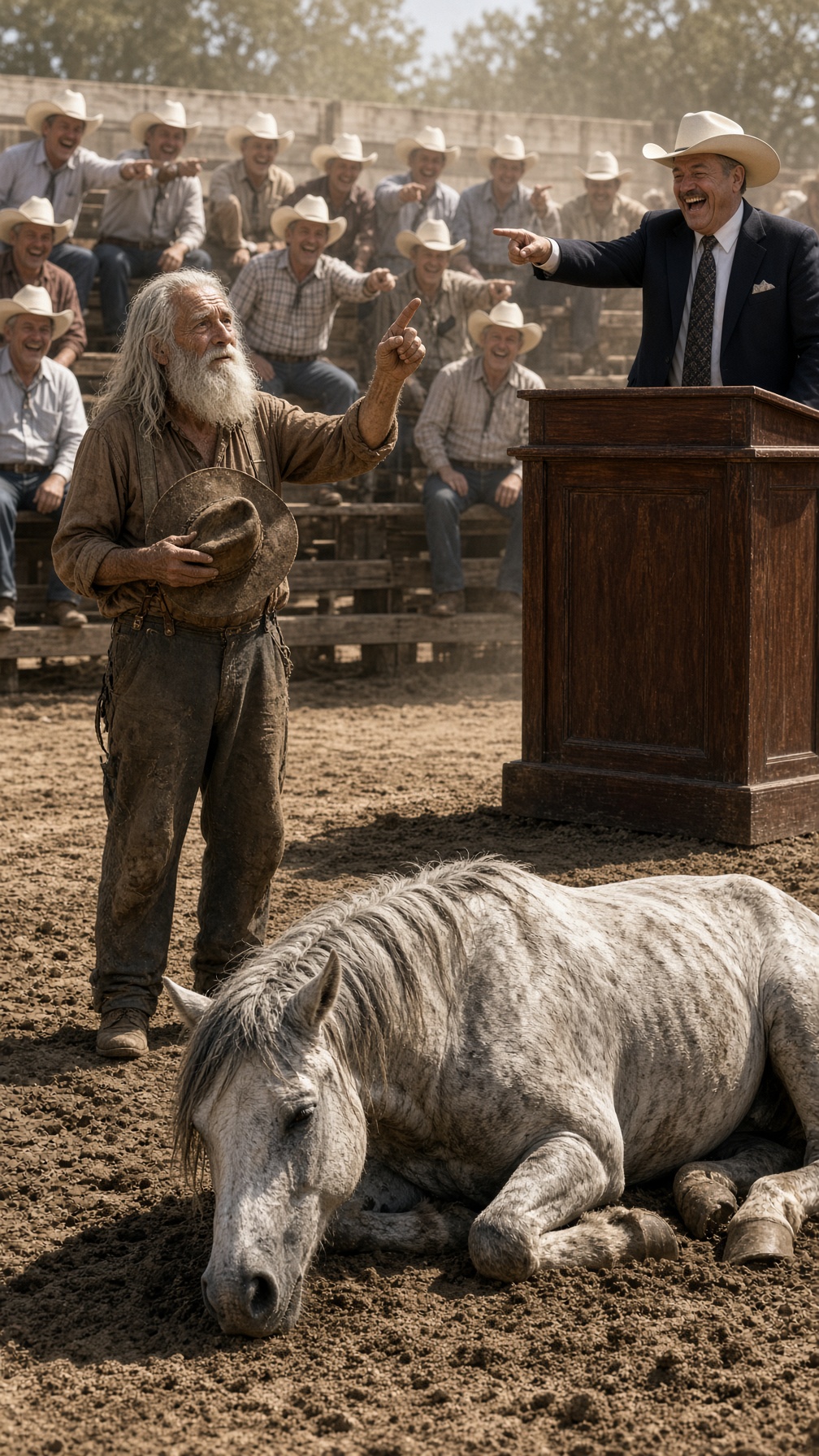 UN ANCIANO PAGÓ DIEZ EUROS POR UN CABALLO QUE NO PODÍA LEVANTARSE… PERO CUANDO SUSURRÓ SU NOMBRE, TODA LA SUBASTA ENMUDECIÓ