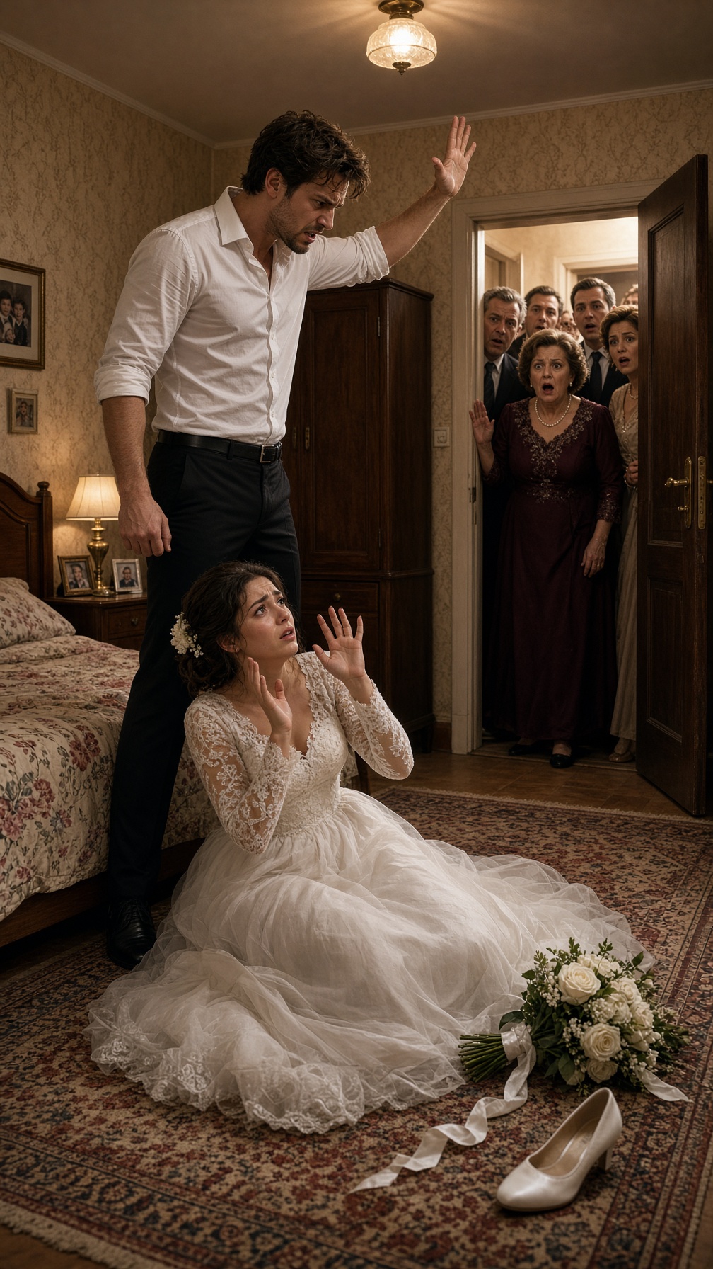 Full Story-MINUTES AFTER THE WEDDING, THE GUESTS HEARD THE BRIDE SCREAM AND RUSHED INTO THE ROOM… LUCAS HAD HIS HAND RAISED, BUT EVERYTHING CHANGED WHEN HIS MOTHER SAW THE KEY THAT HAD FALLEN FROM THE BOUQUET