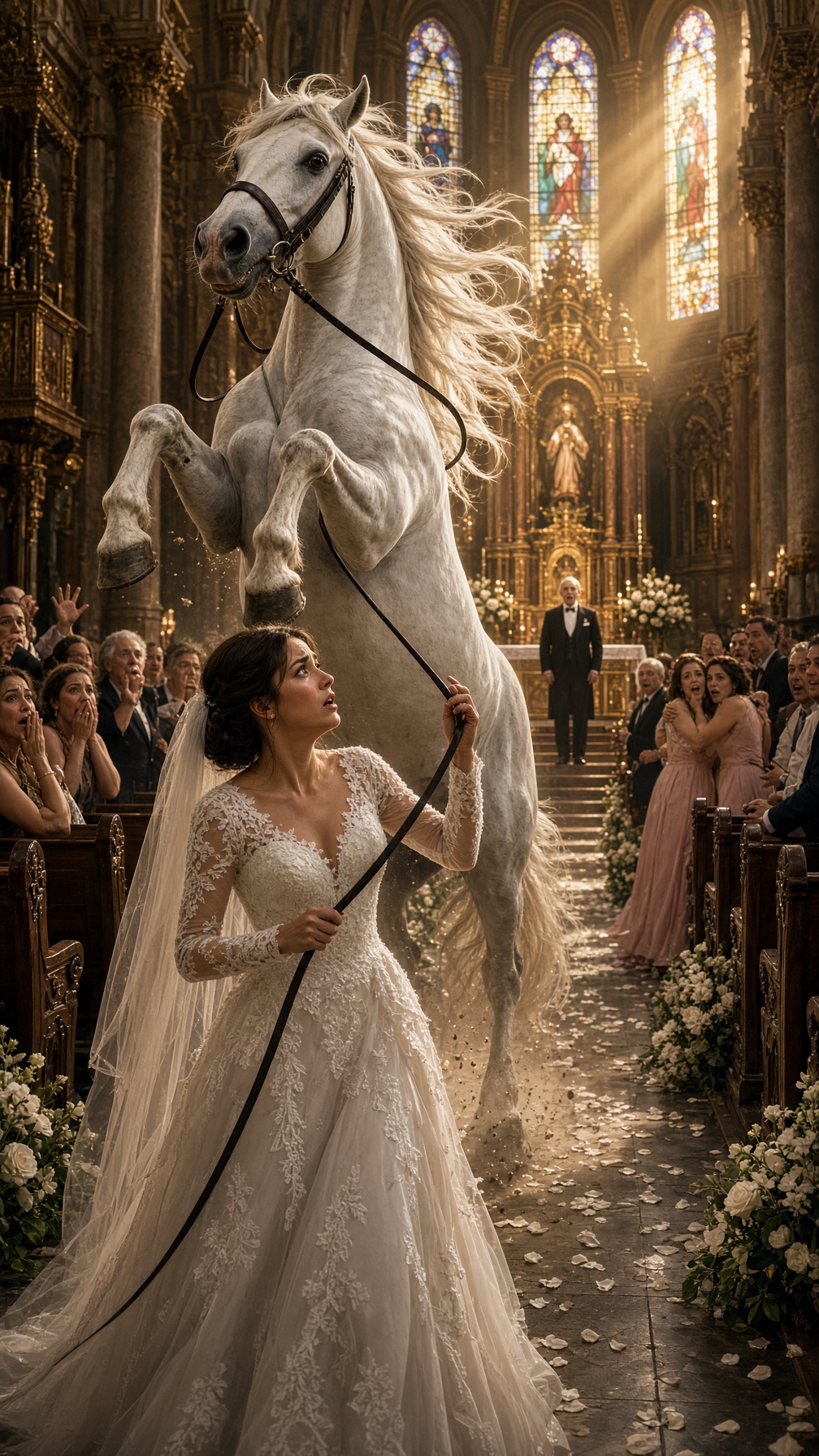 Full Story-THE BRIDE’S HORSE ENTERED THE CHURCH AND BLOCKED HER PATH TO THE ALTAR… BUT EVERYTHING CHANGED WHEN THE GROOM RECOGNIZED A KNOT USED ONLY BY HER DEAD FATHER