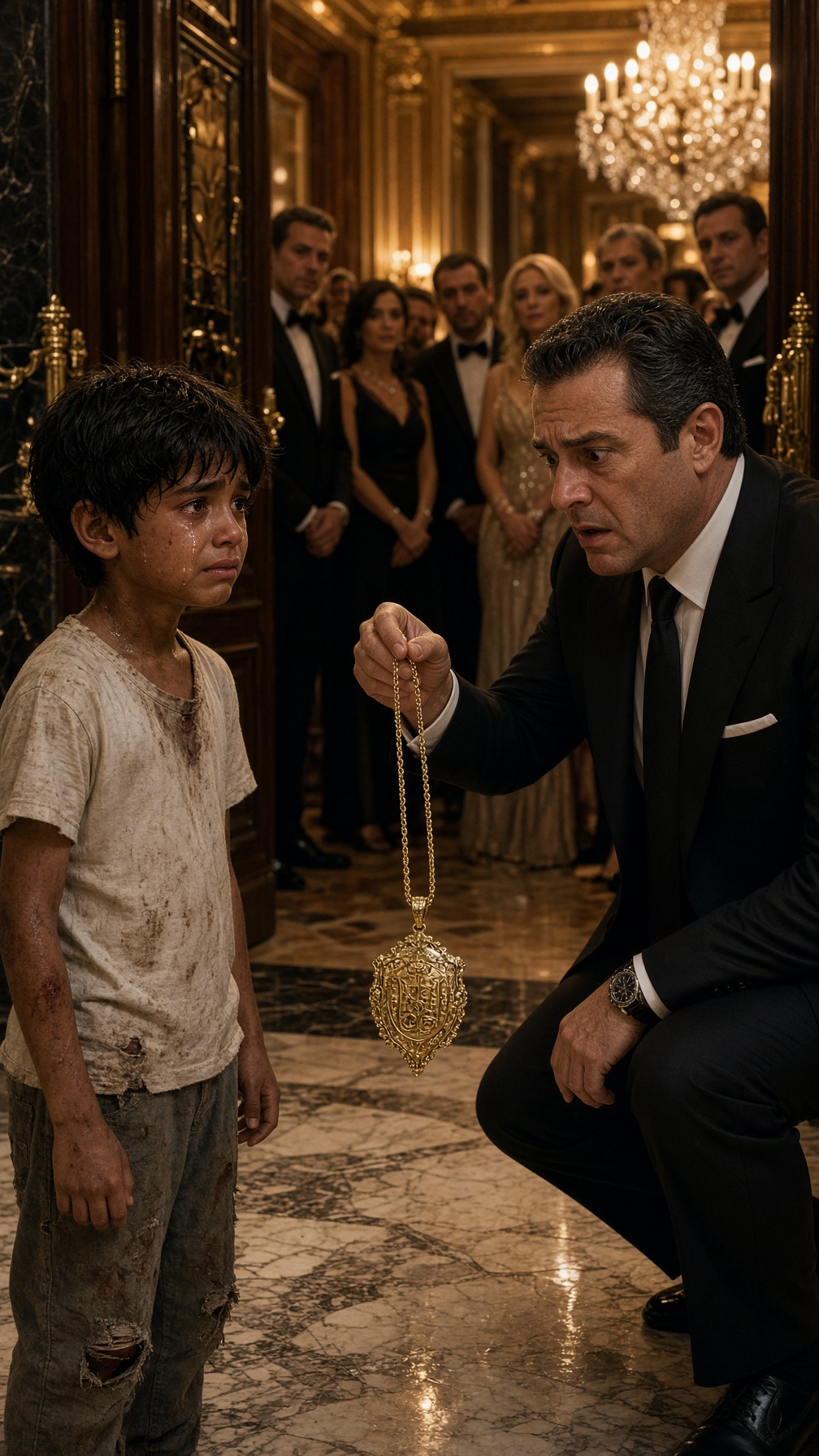EL MILLONARIO DETUVO A UN NIÑO POBRE EN SU HOTEL… PERO AL VER EL COLLAR QUE CAYÓ AL SUELO PREGUNTÓ TEMBLANDO: «¿QUIÉN ES TU MADRE?»