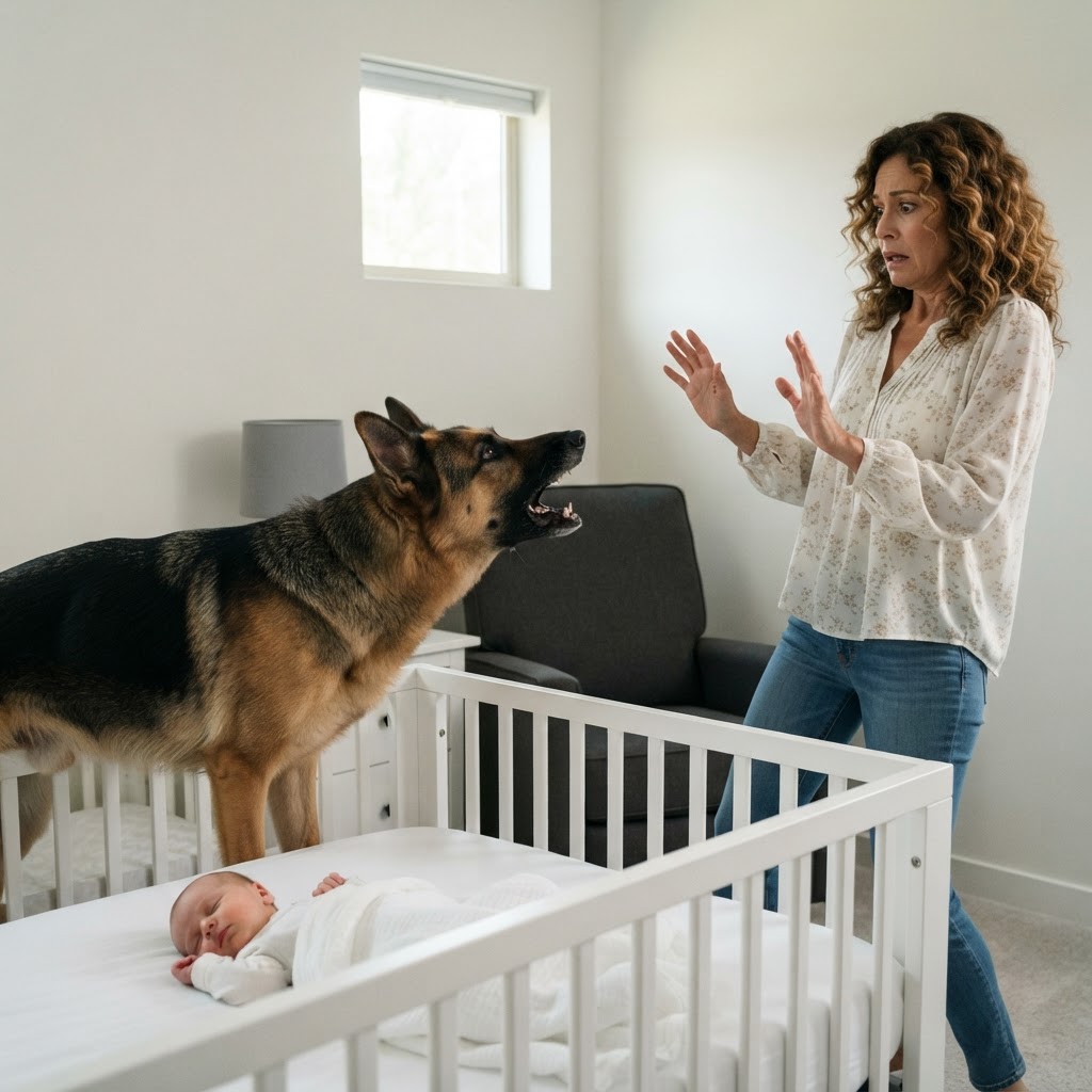 EL PERRO NO DEJABA QUE LA NIÑERA SE ACERCARA AL BEBÉ… HASTA QUE SU PADRE VIO LO QUE ELLA ESCONDÍA EN LA MANO