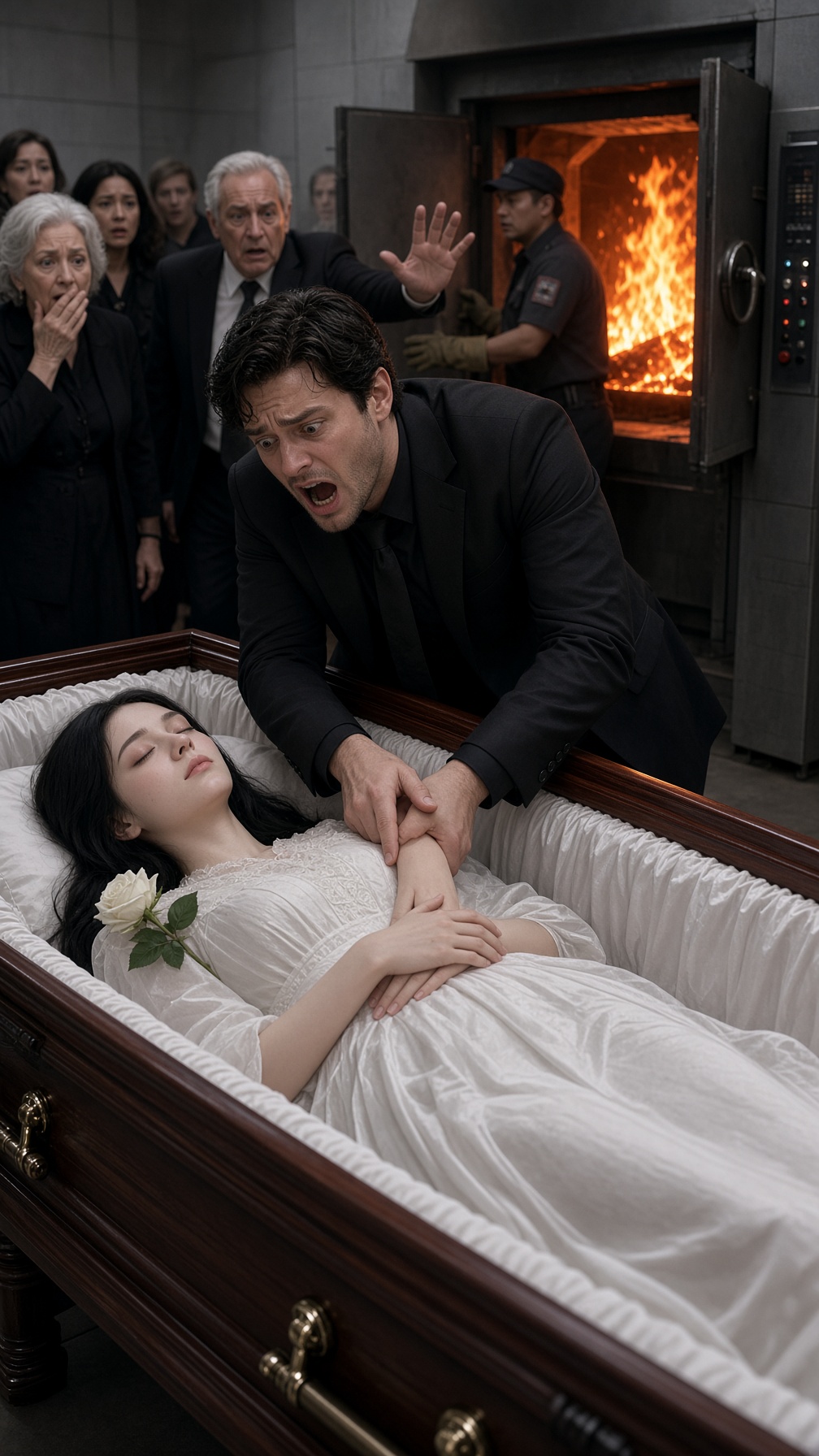 HE WAS ABOUT TO CREMATE HIS WIFE WHEN HE SAW A TEAR ROLL DOWN HER FACE… THEN SHE OPENED HER EYES AND WHISPERED, “MY FALL WASN’T AN ACCIDENT.”