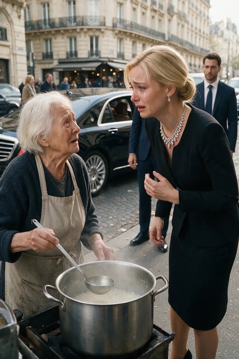LA MILLONARIA BAJÓ DE SU LIMUSINA Y RECONOCIÓ A UNA ANCIANA QUE SERVÍA SOPA EN LA CALLE… CUANDO PREGUNTÓ: «¿MAMÁ, ERES TÚ?», ELLA SUSURRÓ: «NO DEBISTE ENCONTRARME»