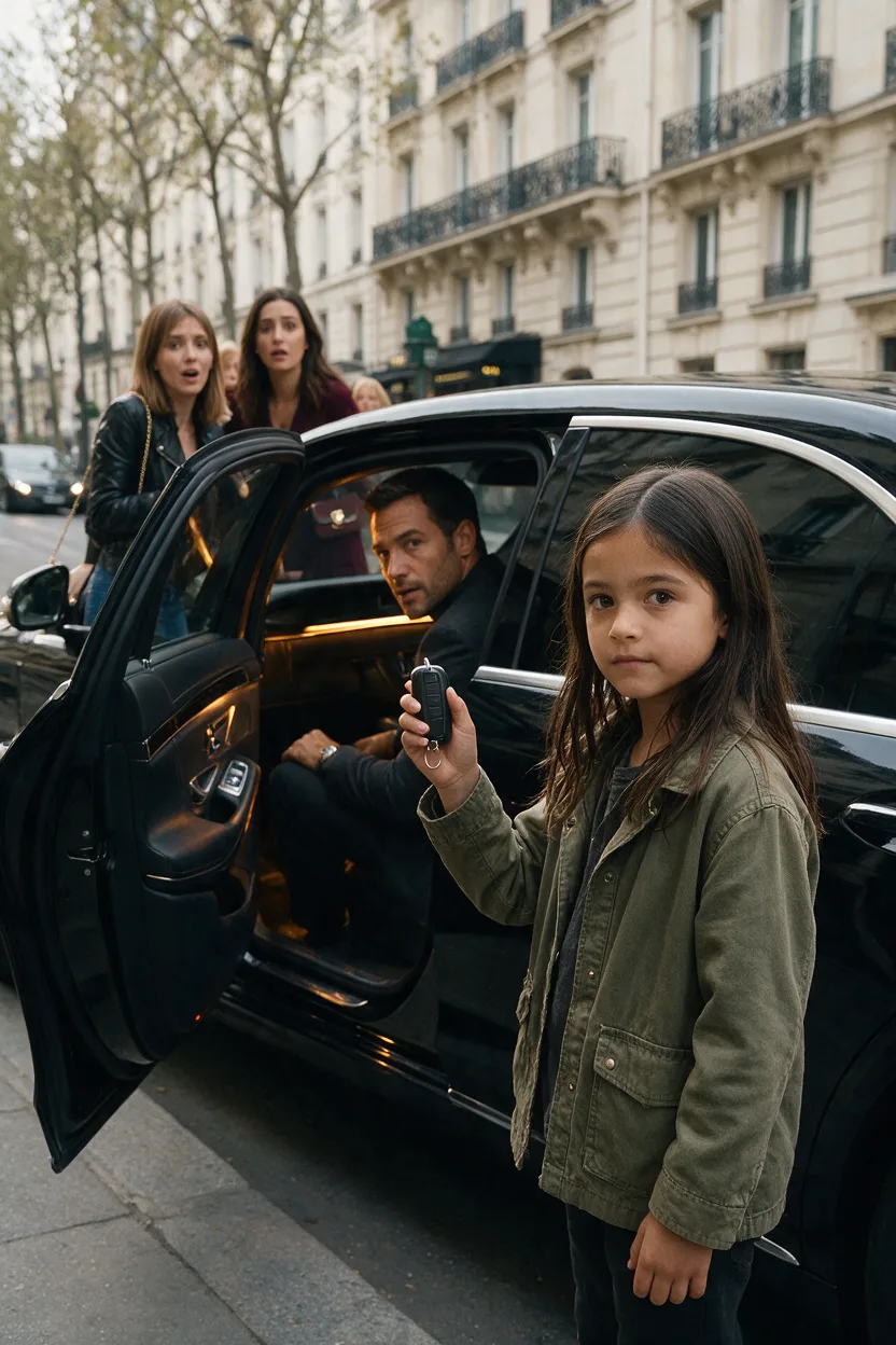 UNA NIÑA TOCÓ UN COCHE DE LUJO Y DIJO: «PERTENECE A MI PADRE»… TRES MUJERES SE BURLARON, PERO CUANDO SE ABRIÓ LA PUERTA, EL HOMBRE DE DENTRO PREGUNTÓ: «¿QUIÉN ERES Y POR QUÉ TIENES MI LLAVE?»