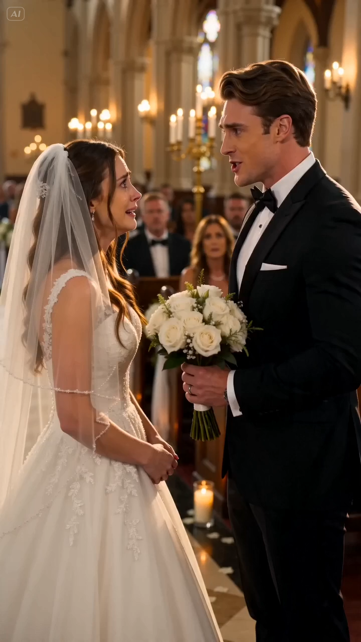 Everyone in the church heard the bouquet hit her chest.