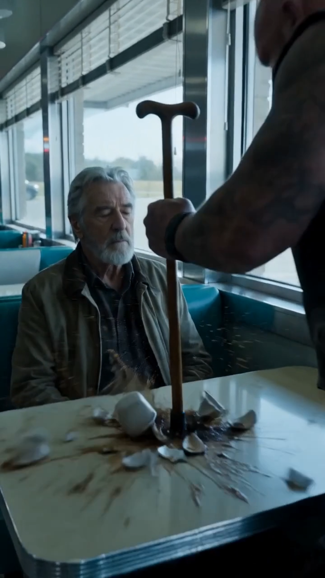 The Biker Threw an Old Man’s Cane on the Diner Floor—Then Three Black SUVs Pulled Up Outside and Exposed Who Really Owned the Town