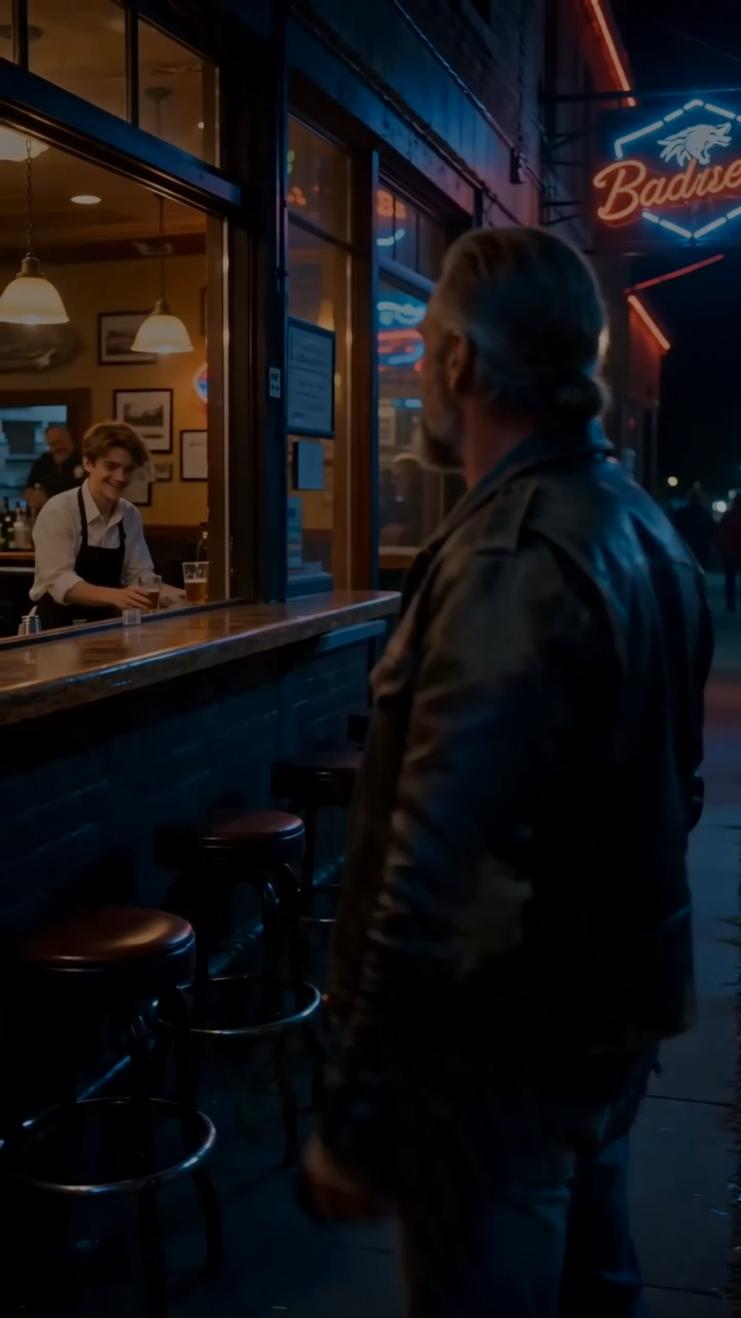 The Waiter Paid for a Biker's Dinner—Then the Wolf Badge Changed His Life Forever