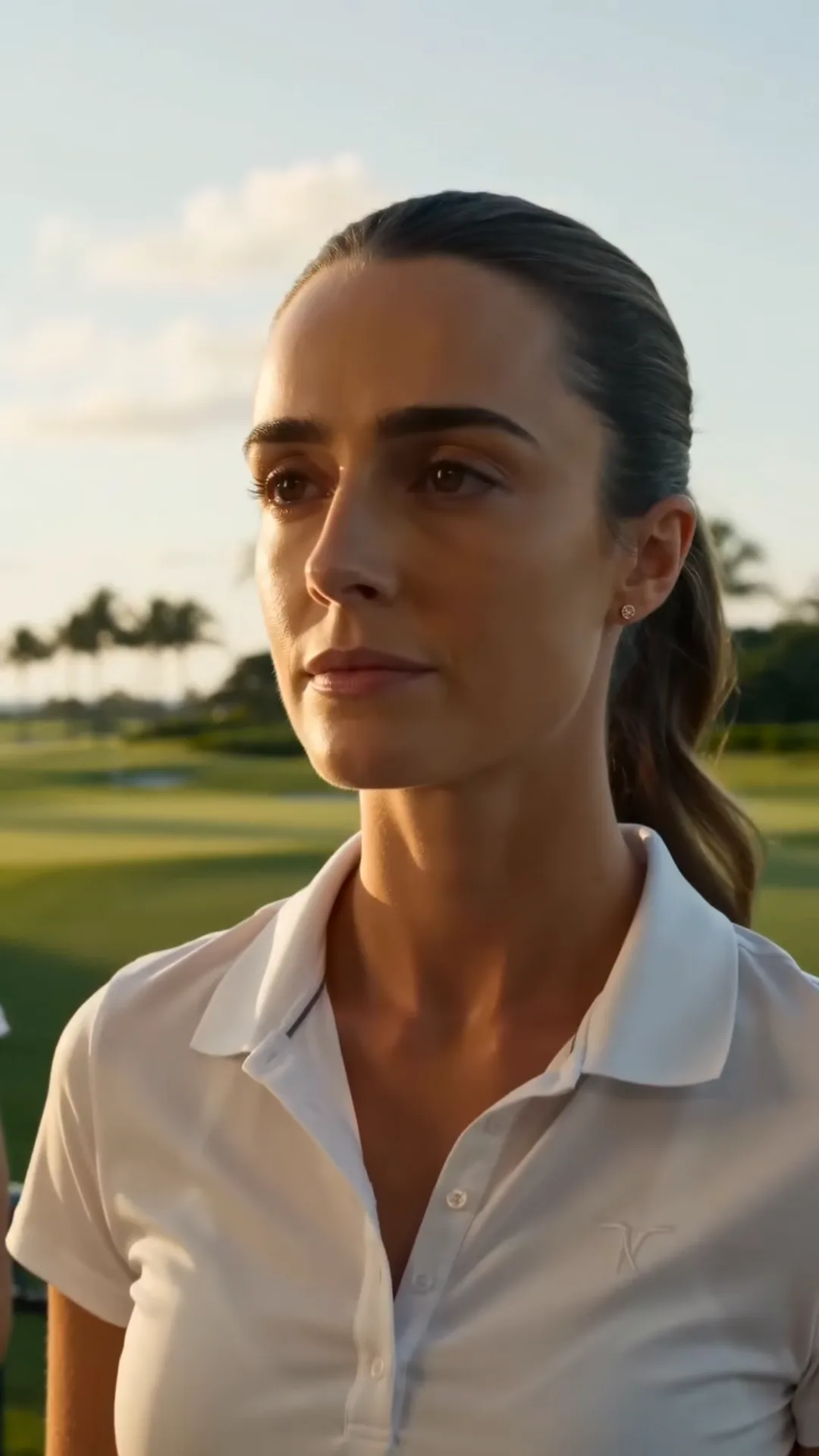 THE GIRL CARRYING GOLF TOWELS
