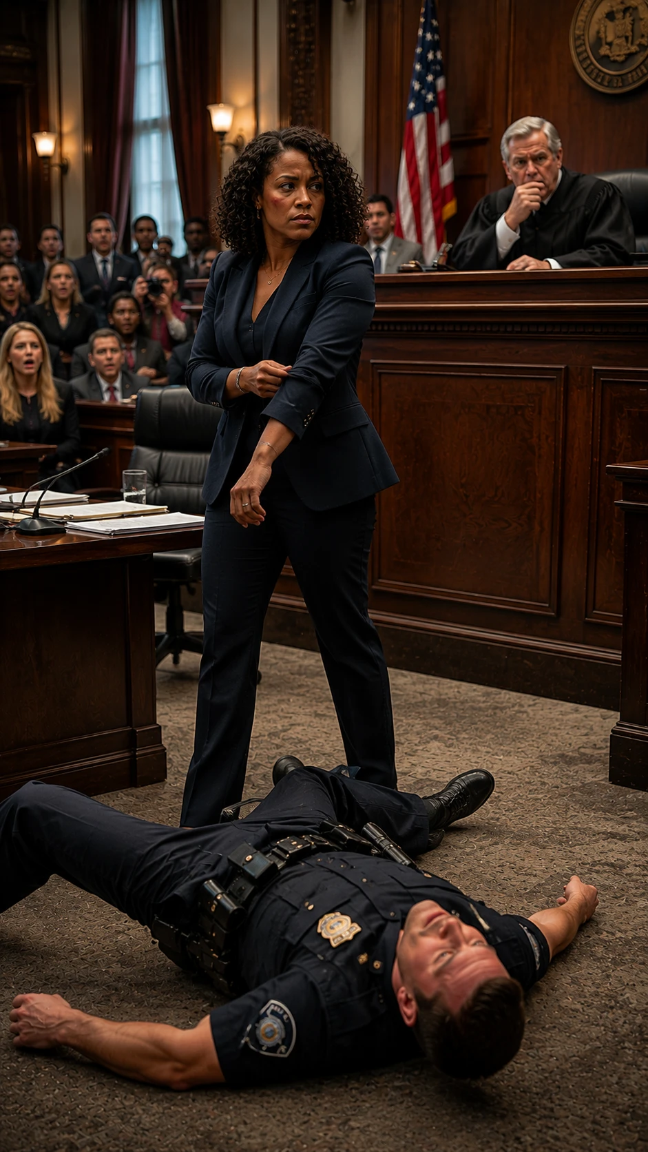 A Decorated Officer Struck a Woman in Open Court and Thought Nobody Could Stop Him. Seconds Later, a Single Glance Exposed a Secret Powerful Enough to Destroy Everyone Involved.