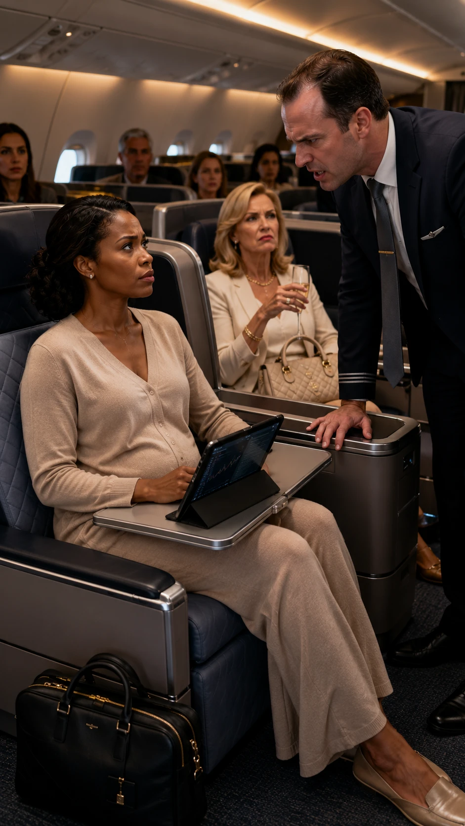 They Threatened To Drag Her Out Of First Class In Front Of 180 Passengers. None Of Them Knew She Held The Power To Save Or Destroy The Entire Airline.