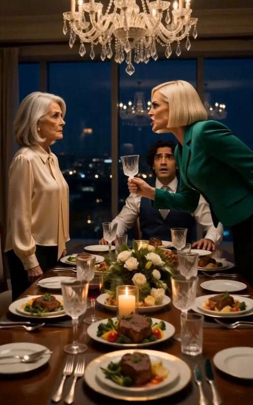At dinner, my daughter-in-law slammed her glass down on the table, sending water and shards flying all over me when I refused to pour her more to drink. She narrowed her eyes and said loudly, “The help is supposed to obey. If you don’t know your place, you’ll be sent out of this house.” I didn’t say a word, I just quietly did as she wanted. The next morning, when she woke up… what she saw made her regret everything about that dinner.