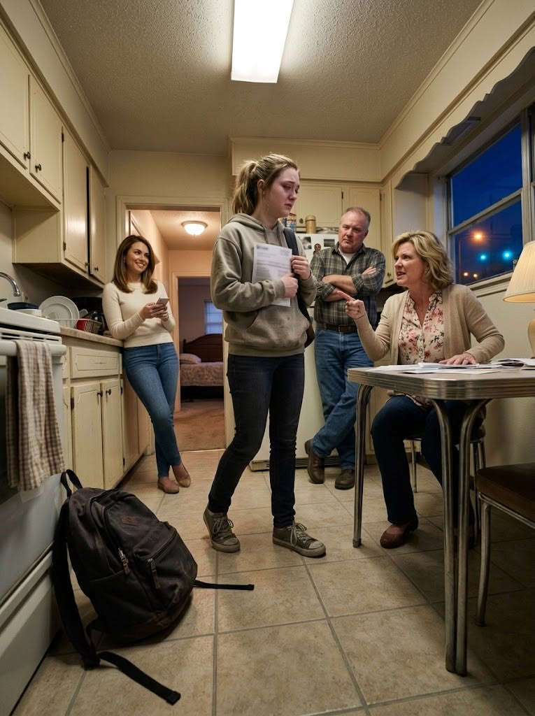 Natalie Pierce saved $30,000 for college through night shifts, tutoring, and sacrifice—then her parents demanded she hand it over so her golden-child sister Brooke could buy an apartment. When Natalie refused, her mother told her to drop out and keep the house spotless. Years later, they laughed when they saw her outside a towering corporate headquarters—until she clipped on her badge and they realized who she had become. - News