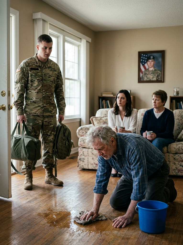 After five years away, my soldier son came home and found me on my knees scrubbing my own floors—while his wife and her mother sat on the couch, calmly sipping coffee. - News