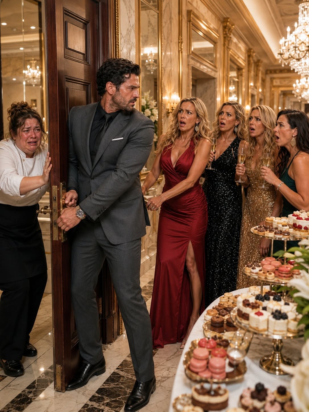 THE MEAN GIRLS LOCKED THE CURVY BAKER IN A RESTROOM AT A BILLIONAIRE’S GALA—THEN THE MAFIA BOSS OPENED THE DOOR, LEARNED WHY THEY WANTED HER FATHER’S BAKERY, AND MADE THE FAMILY WHO HUMILIATED HER REGRET EVER SAYING HER NAME