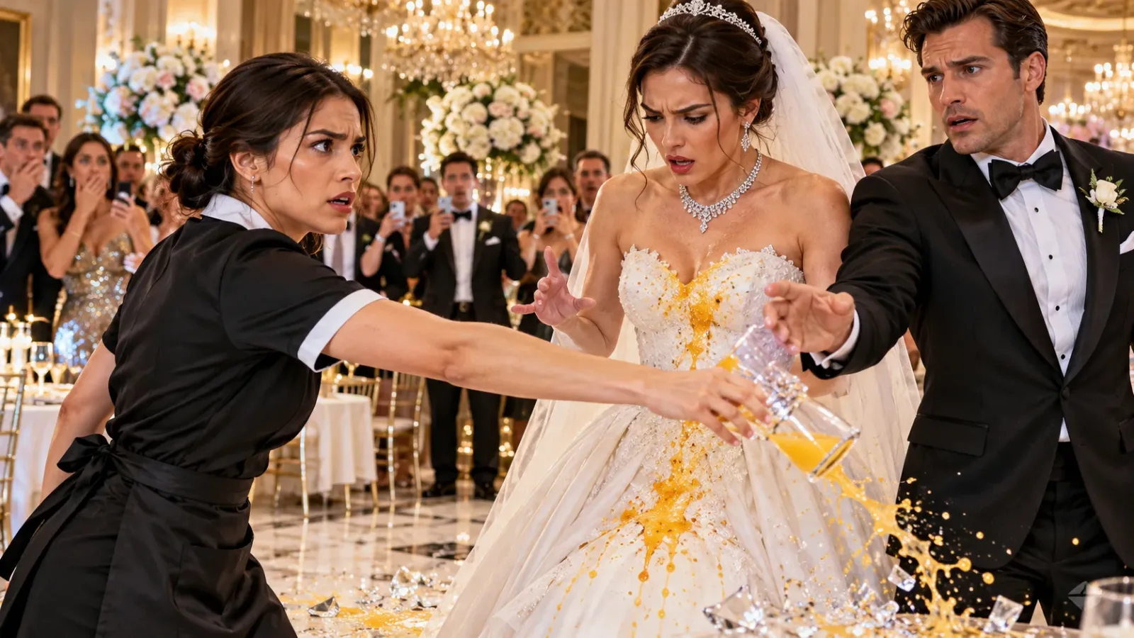 THE BILLIONAIRE GROOM LET HIS BRIDE SLAP A WAITRESS FOR SPILLING ORANGE JUICE—THEN HER SECRET VIDEO EXPOSED A PLOT TO STEAL HIS EMPIRE AND DESTROY HER FATHER